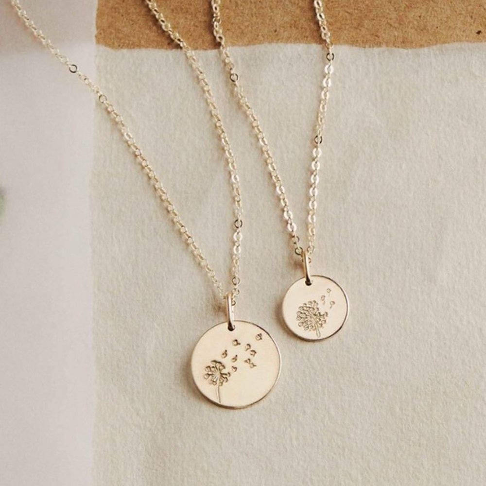 Dandelion Wish Minimal Boho Flora Charm Necklace - Picture 3 of 15